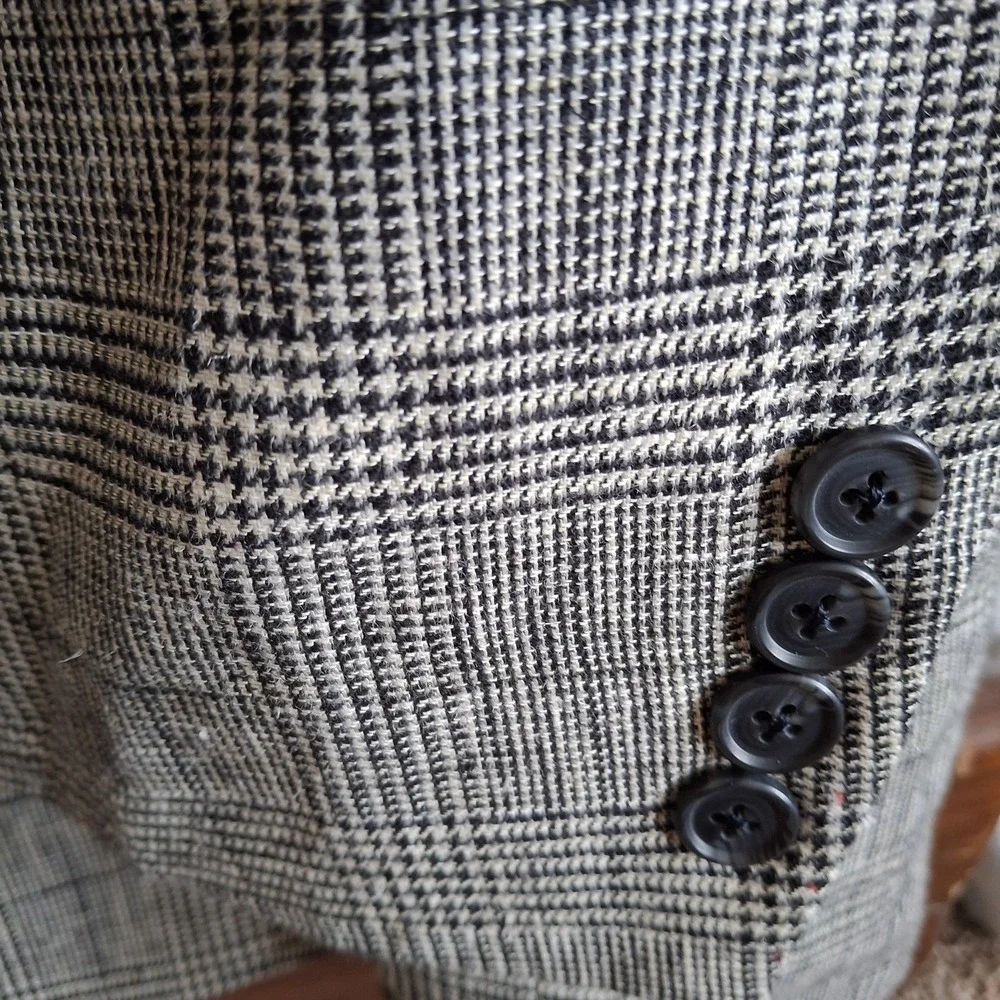 Oak Hill Men Blazer Jacket 3XL 54 56 Glen Plaid Houndstooth Linen Blend Coat